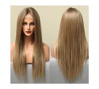 Parrucche realistiche Parrucche lunghe in pizzo dritto e setoso for donna sintetiche in biondo marrone Ombre Uso quotidiano naturale for feste Resistente al calore Acconciatura femminile