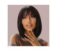 Parrucche realistiche Short Bob Wigs Human Hair with Bangs Straight Wig 8 Inch Full Machine Made Acconciatura femminile(10inches)