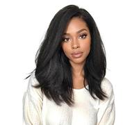 Parrucche Ribaltabili Senza Soluzione Di Continuità 3 In 1 for Capelli Umani Metà Lisci Crespi, Parrucca Con Fascia for Coulisse Ricci Colla per Donne Affascinanti(34inch)