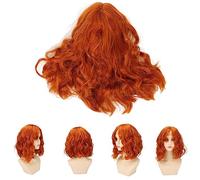Parrucche Ricce Arancioni per Donna Parrucca Morbida, Resistente Al Calore Soft Touch Parrucca Riccia Arancione Versatile con Frangia Ad Aria per Concerti di Halloween Feste a
