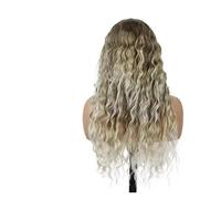 Parrucche ricce lunghe for capelli sintetici 1pc for le donne Parrucca a onda d'acqua Lady con frangia Acconciature ondulate naturali resistenti al calore Ombre Bionda(Style-1)