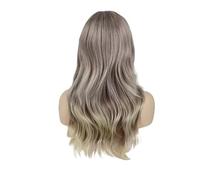 Parrucche ricce lunghe for capelli sintetici 1pc for le donne Parrucca a onda d'acqua Lady con frangia Acconciature ondulate naturali resistenti al calore Ombre Bionda(Style-6)
