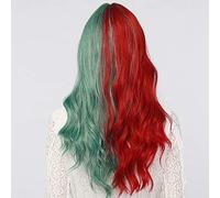 Parrucche Ricce Lunghe Verde Rosso Alla Moda Per Halloween, Parrucca Riccia Lunga Verde Rosso Alla Moda Parrucche Sintetiche Per Feste Cosplay Con Frangetta 66 Cm