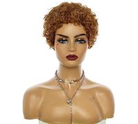 Parrucche ricce ondulate bionde bionde ondulate per donne nere parrucche corte ricci capelli umani africani evidenziano parrucca D, E