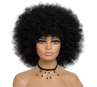 Parrucche Ricci Afro Crespi Capelli Corti Con Frangia Per Donne Nere Cosplay Africana Sintetica Ombre Glueless