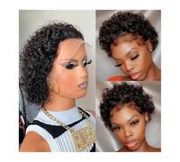 Parrucche ricci corte da 6 pollici di capelli umani Remy capelli 13 x 1 parrucche in pizzo trasparenti per donne uso quotidiano