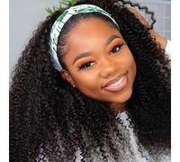 Parrucche Ricci Crespi Afro Kinky Curly Human Hair Wigs With Headband Nero Capelli Veri Ricci Per Donne Nere Da 26 Pollici 180% Di Densità Naturale
