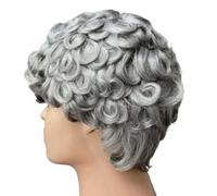 Parrucche ricci dal taglio pixie per donne nere, senza colla, a strati con frangia per l'uso quotidiano, aggiunge volume ai capelli (grigio)