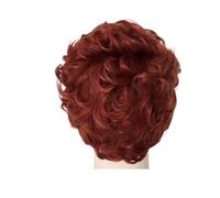 Parrucche ricci grigie corte Ombre 1pc for le donne parrucca cosplay resistente al calore for capelli sintetici con frangia costume for ragazze dorate(Auburn)