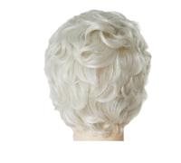 Parrucche ricci grigie corte Ombre 1pc for le donne parrucca cosplay resistente al calore for capelli sintetici con frangia costume for ragazze dorate(WHITE)