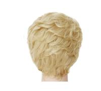 Parrucche ricci grigie corte Ombre 1pc for le donne parrucca cosplay resistente al calore for capelli sintetici con frangia costume for ragazze dorate(Blonde)