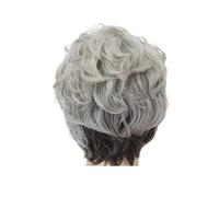 Parrucche ricci grigie corte Ombre 1pc for le donne parrucca cosplay resistente al calore for capelli sintetici con frangia costume for ragazze dorate(Silver grey)