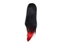 Parrucche rosse e nere 1pc for le donne parrucca lunga diritta for capelli sintetici con frangia Drag Queen Costume Cosplay Salon Ombre(Red Mixed Black)