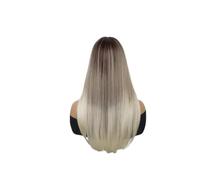 Parrucche rosse lunghe 1pc for le donne parrucca diritta calda for capelli sintetici con frangia laterale acconciature setose Cosplay Drag Queen(Ombre Blonde)