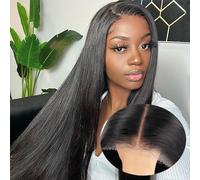 Parrucche senza colla capelli umani pre pizzicate parrucche anteriori in pizzo diritte da 18 pollici capelli umani for donne nere densità 180% HD frontale in pizzo 4x4 HD pizzo usura e vai parrucca se