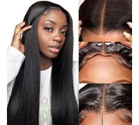 Parrucche senza colla capelli umani pre pizzicate parrucche anteriori in pizzo diritte da 18 pollici capelli umani for donne nere densità 180% HD frontale in pizzo 4x4 HD pizzo usura e vai parrucca se