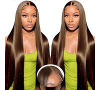 Parrucche senza colla for capelli umani da donna, parrucca di capelli umani color cioccolato chiaro 5x6 parrucche anteriori in pizzo pretagliate capelli umani, parrucca frontale in pizzo pre-pizzicato