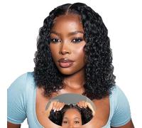 Parrucche senza colla Indossa e vai Parrucche caschetto riccio per donne nere Parrucche con chiusura in pizzo Parrucche bagnate e ondulate