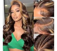 Parrucche senza colla marrone cioccolato per capelli umani Pre pizzicati 9x6 Ombre parrucca frontale in pizzo parrucca per capelli umani Wear and Go Parrucca senza colla Densità 180% 4/27 Evidenziare