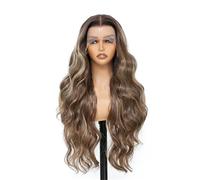 Parrucche senza colla Parrucche anteriori in pizzo trasparente 13x4 Evidenziate l'onda del corpo Parrucca for la vita quotidiana dei capelli sintetici castani Ombre da 30 pollici per tutti i giorni