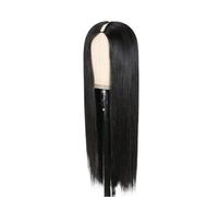 Parrucche senza colla Parrucche con parte a V for capelli umani lisci osso Senza lasciare fuori colla senza Densità 250 Nero naturale per tutti i giorni(36inches)