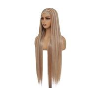 Parrucche senza colla Parrucche cosplay con chiusura in pizzo trasparente biondo Ombre 4x4 for capelli sintetici lisci da 36 pollici per tutti i giorni