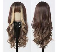 Parrucche sintetiche bionde marroni Ombre per le donne Parrucche lunghe naturali per capelli ondulati con frangi