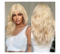 Parrucche Sintetiche Bionde Ondulate Lunghe Con Frangia For Donne Bianche Parrucca For Uso Quotidiano For Feste Cosplay Fibra Resistente Al Calore Facile Da Indossare