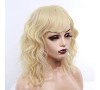 Parrucche Sintetiche Bionde Ricce Con Frangia Parrucca Nera Ondulata Bob Per Donne Parrucche Con Capelli Lunghi Fino Alle Spalle