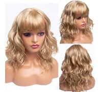 Parrucche Sintetiche Bionde Ricce Con Frangia Parrucca Nera Ondulata Bob Per Donne Parrucche Con Capelli Lunghi Fino Alle Spalle