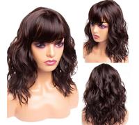 Parrucche Sintetiche Bionde Ricce Con Frangia Parrucca Nera Ondulata Bob Per Donne Parrucche Con Capelli Lunghi Fino Alle Spalle