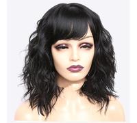 Parrucche Sintetiche Bionde Ricce Con Frangia Parrucca Nera Ondulata Bob Per Donne Parrucche Con Capelli Lunghi Fino Alle Spalle