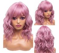 Parrucche Sintetiche Bionde Ricce Con Frangia Parrucca Nera Ondulata Bob Per Donne Parrucche Con Capelli Lunghi Fino Alle Spalle