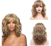 Parrucche Sintetiche Bionde Ricce Con Frangia Parrucca Nera Ondulata Bob Per Donne Parrucche Con Capelli Lunghi Fino Alle Spalle