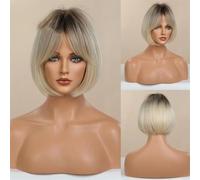 Parrucche Sintetiche Capelli Con Frangia Bionda Con Riflessi Per Donne Bianche E Nere Calore