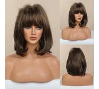 Parrucche Sintetiche Capelli Con Frangia Bionda Con Riflessi Per Donne Bianche E Nere Calore