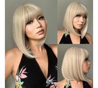 Parrucche Sintetiche Capelli Con Frangia Bionda Con Riflessi Per Donne Bianche E Nere Calore