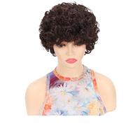 Parrucche sintetiche corte afro ricci crespi for donna, 130 g Topper per Capelli da Donna(Dark brown)
