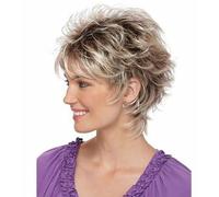 Parrucche sintetiche corte alla moda da donna, taglio pixie, capelli biondi sfumati, parrucche per feste in costume, per donna, parrucca riccia naturale soffice e ondulata, multicolore