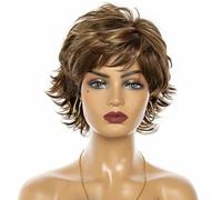 Parrucche sintetiche corte bionde con onde naturali e strati, taglio pixie, con frangia soffice per le donne, in fibra resistente al calore, parrucche giornaliere-ZY-111A-8 pollici-1 pz