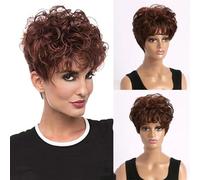 Parrucche Sintetiche Corte Con Capelli Ricci Per Donne, Parrucca Naturale Con Frangia