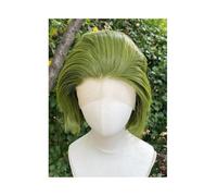 Parrucche sintetiche corte da 20 cm per uomo e donna, taglio Bob verde, con pizzo frontale 33 x 10 cm, per capelli naturali pre-depilati. Aggiunge il volume dei capelli