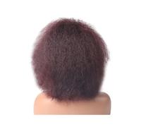 Parrucche sintetiche corte da 6 pollici crespi dritti resistenti al calore per le donne afro africane parrucca piena aggiunge volume dei capelli(rosso vine)