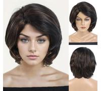 Parrucche Sintetiche Corte Da Donna, Mix Marrone Per Ragazze, Parrucca Riccia Con Frangia, Cosplay Quotidiano