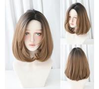 Parrucche sintetiche corte e lisce per le donne, con frangia, per cosplay, feste, resistenti al calore, capelli finti, Daily Date-D3092-4