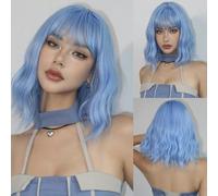 Parrucche sintetiche corte e ricce bionde con frangia, parrucche da cosplay Lolita dorate platino per donne, feste quotidiane, cosplay, resistenti al calore-WL1158-3