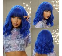 Parrucche sintetiche corte e ricce bionde con frangia, parrucche da cosplay Lolita dorate platino per donne, feste quotidiane, cosplay, resistenti al calore-WL1006-4