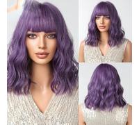 Parrucche sintetiche corte ondulate color e rame con frangia, per cosplay, stile Lolita, per donne, afro, naturali, resistenti al calore, LC1048-1