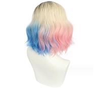 Parrucche sintetiche Cosplay Costume Wig, Parrucca corta riccia blu rosa oro anime da donna