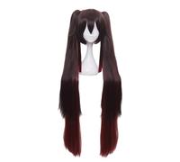 Parrucche sintetiche Cosplay Costume Wig, Parrucca for capelli lunghi castani, parrucca for costume anime con capelli lisci, frangia e doppie code di cavallo